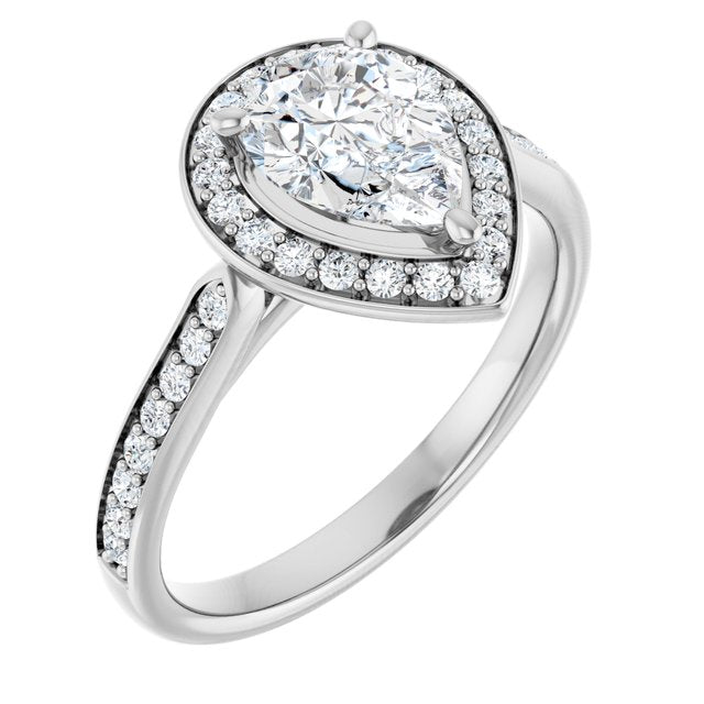 18K White Engagement Ring Mounting