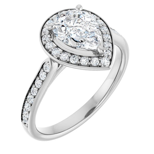 18K White Engagement Ring Mounting