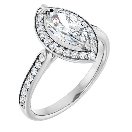 18K White Engagement Ring Mounting