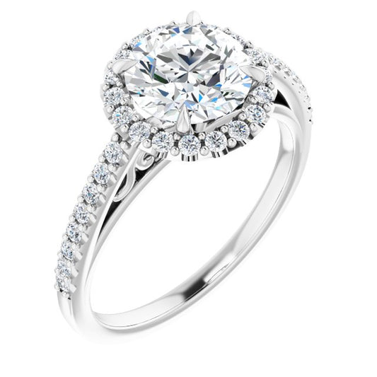 18K White Engagement Ring Mounting