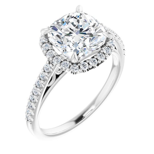 18K White Engagement Ring Mounting
