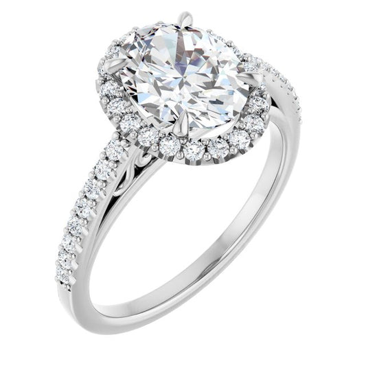 18K White Engagement Ring Mounting
