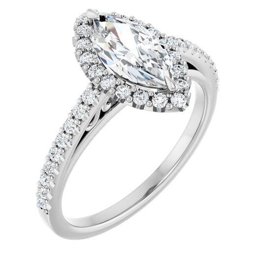 18K White Engagement Ring Mounting