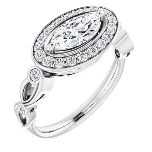 18K White Engagement Ring Mounting