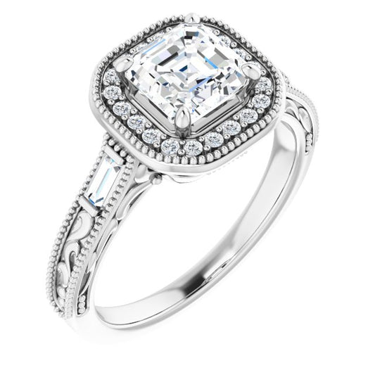 18K White Engagement Ring Mounting