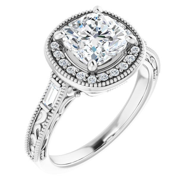 18K White Engagement Ring Mounting