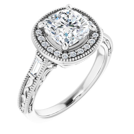 18K White Engagement Ring Mounting