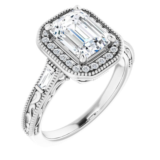 18K White Engagement Ring Mounting