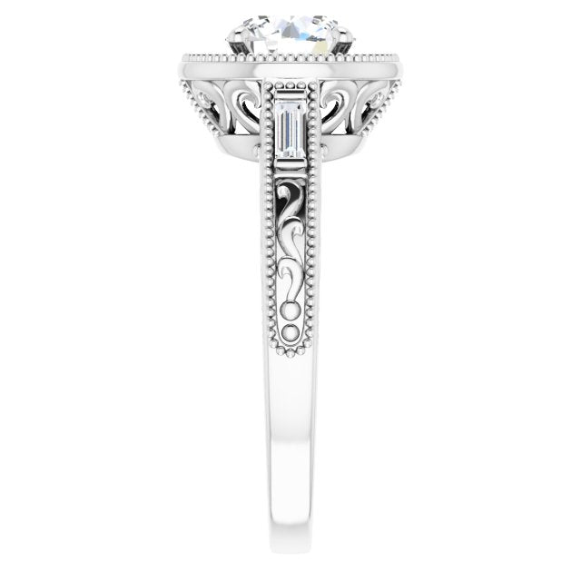 18K White Engagement Ring Mounting