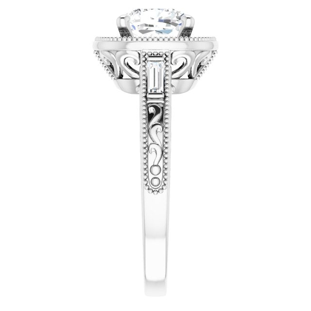 18K White Engagement Ring Mounting