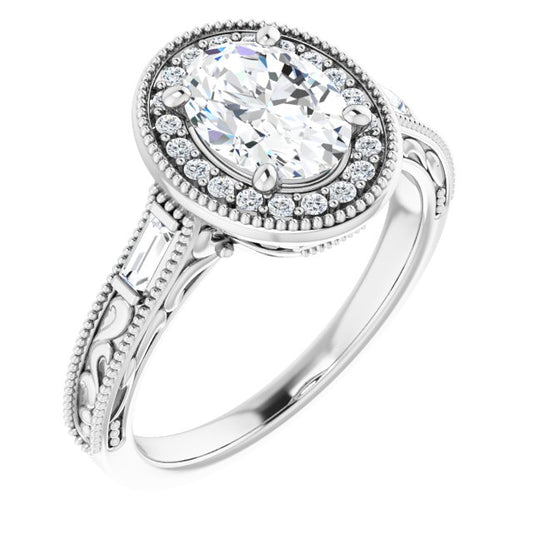 18K White Engagement Ring Mounting