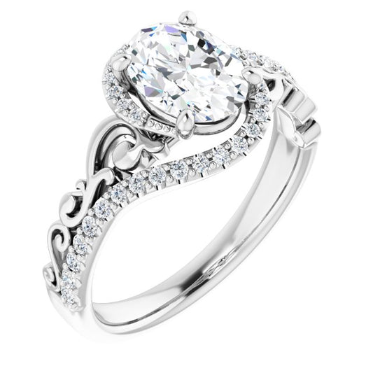 18K White Engagement Ring Mounting