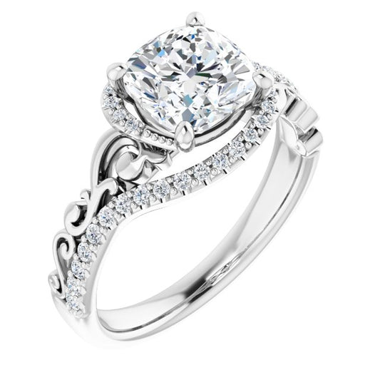 18K White Engagement Ring Mounting