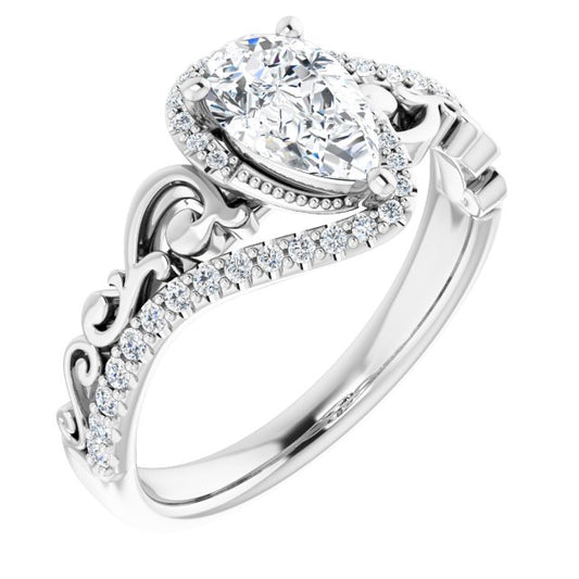 18K White Engagement Ring Mounting