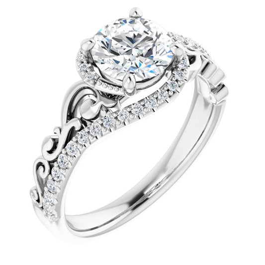 18K White Engagement Ring Mounting