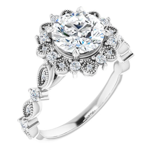 18K White Engagement Ring Mounting