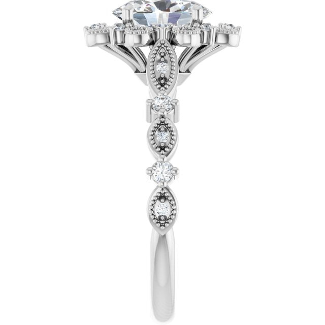 18K White Engagement Ring Mounting