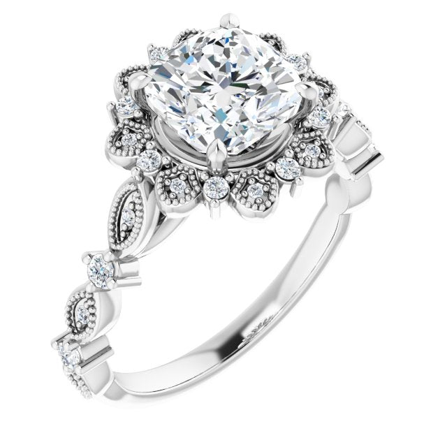 18K White Engagement Ring Mounting
