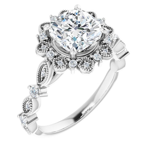18K White Engagement Ring Mounting