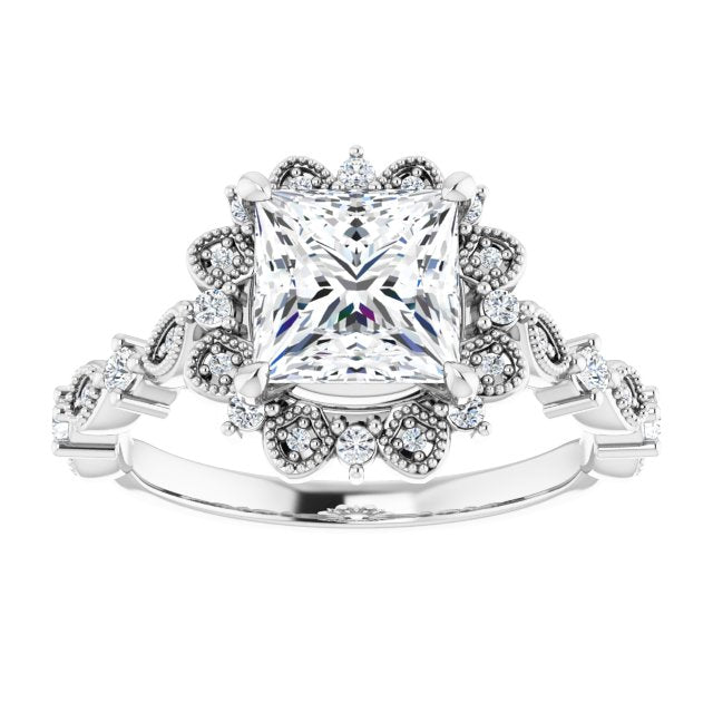 18K White Engagement Ring Mounting
