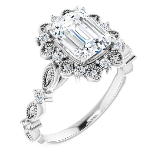 18K White Engagement Ring Mounting