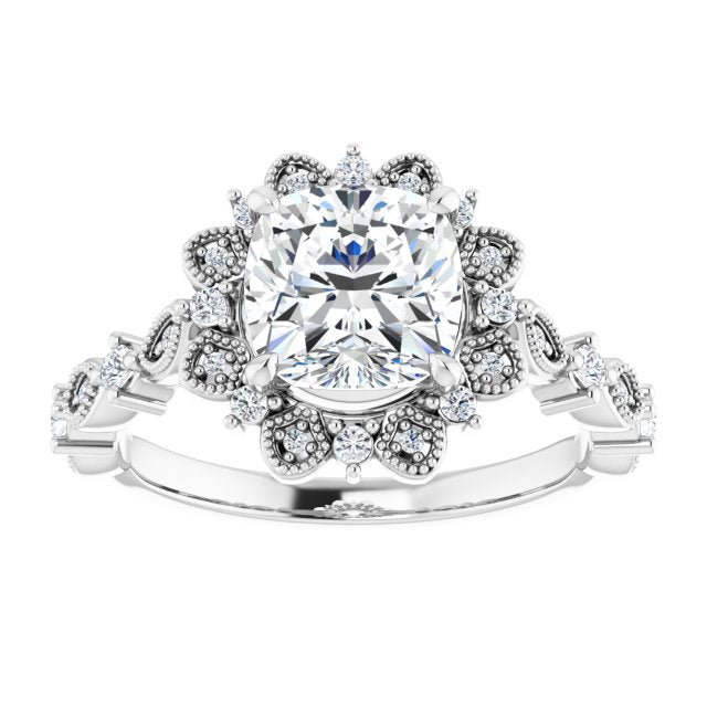18K White Engagement Ring Mounting
