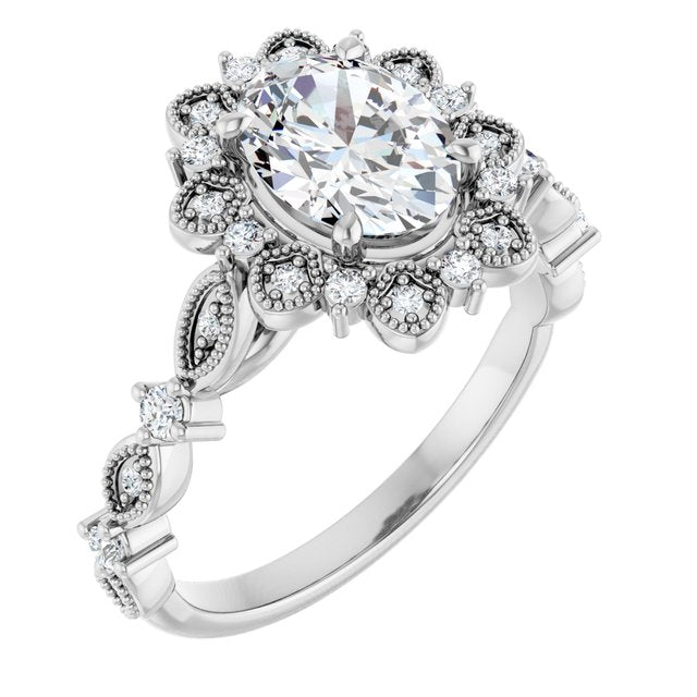 18K White Engagement Ring Mounting