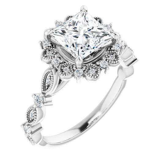 18K White Engagement Ring Mounting