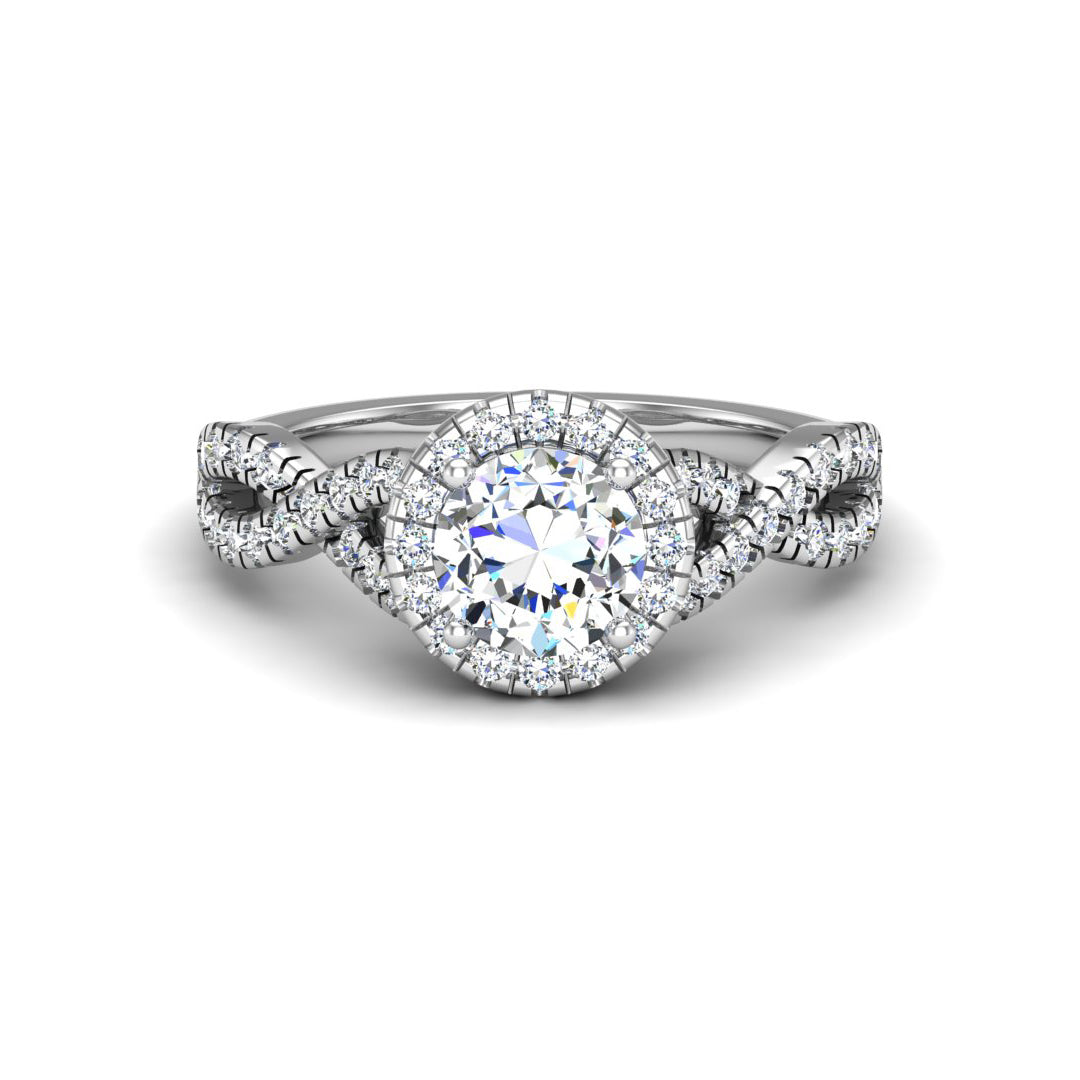 Zoey Twist Style Halo Engagement Ring
