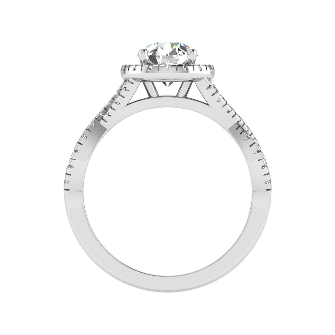 Zoey Twist Style Halo Engagement Ring
