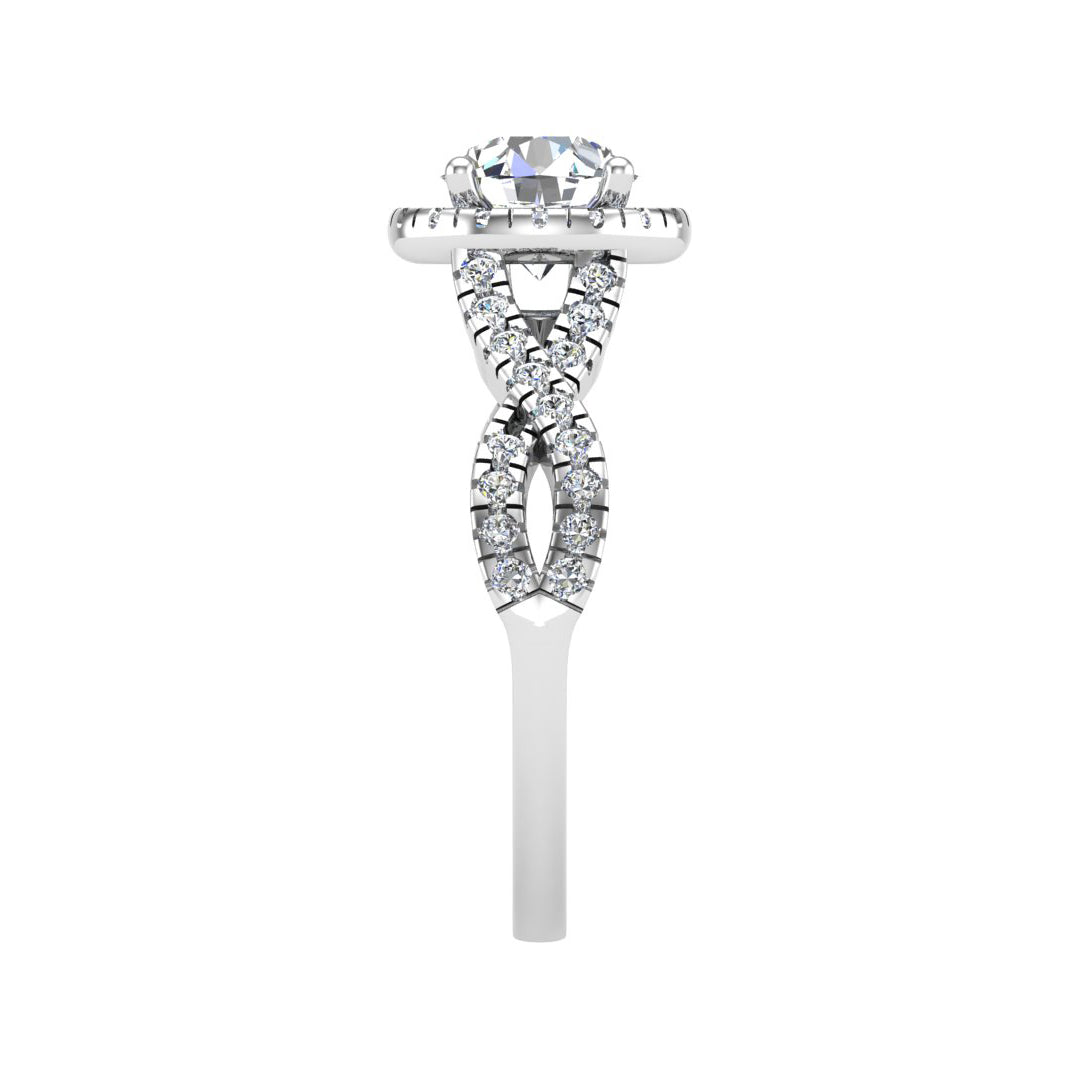 Zoey Twist Style Halo Engagement Ring