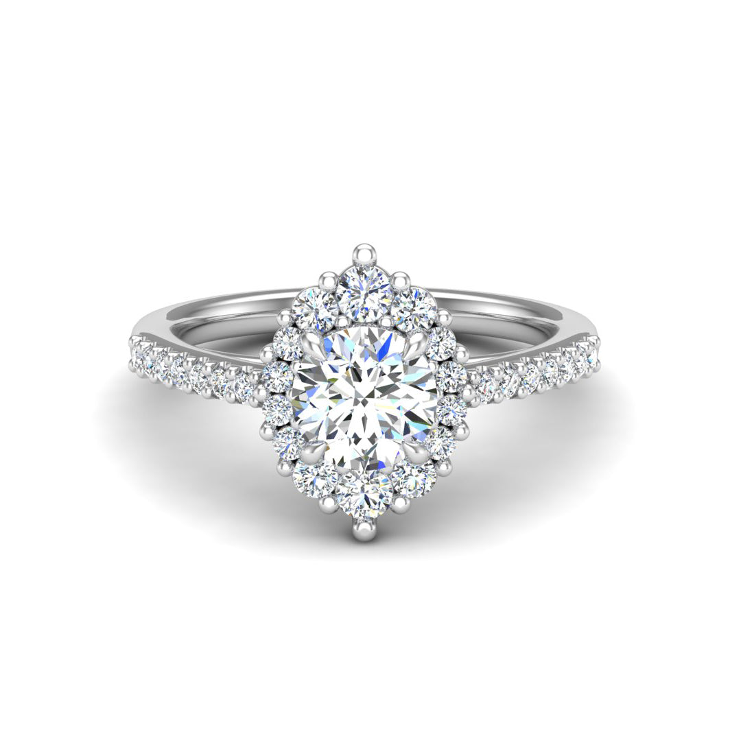 Violet Cathedral Pave Diamond Halo Engagement Ring