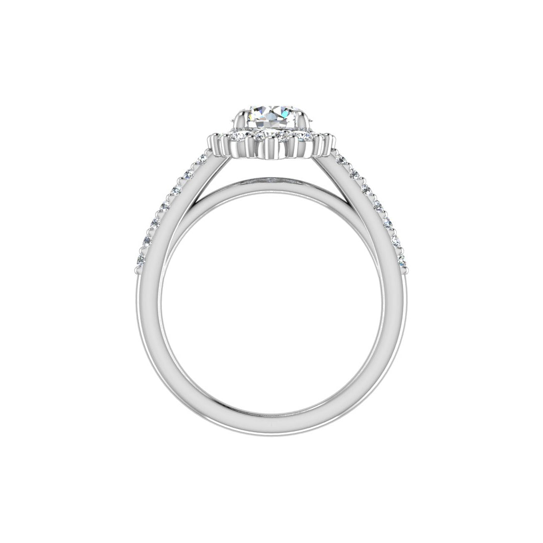 Violet Cathedral Pave Diamond Halo Engagement Ring