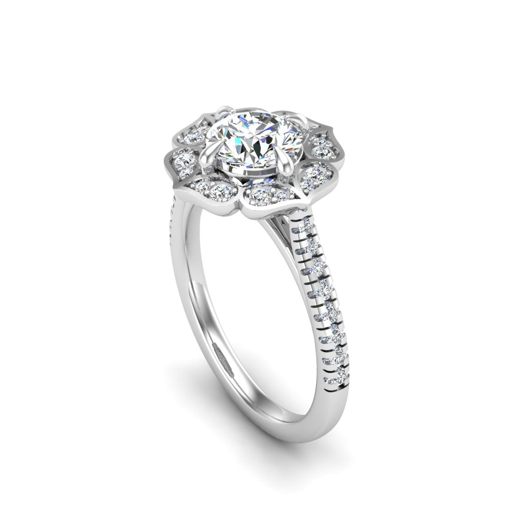 Kinsley Flower Halo Engagement Ring