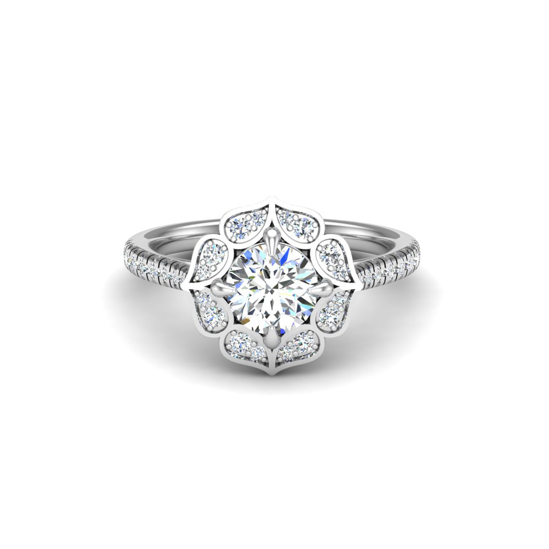 Kinsley Flower Halo Engagement Ring
