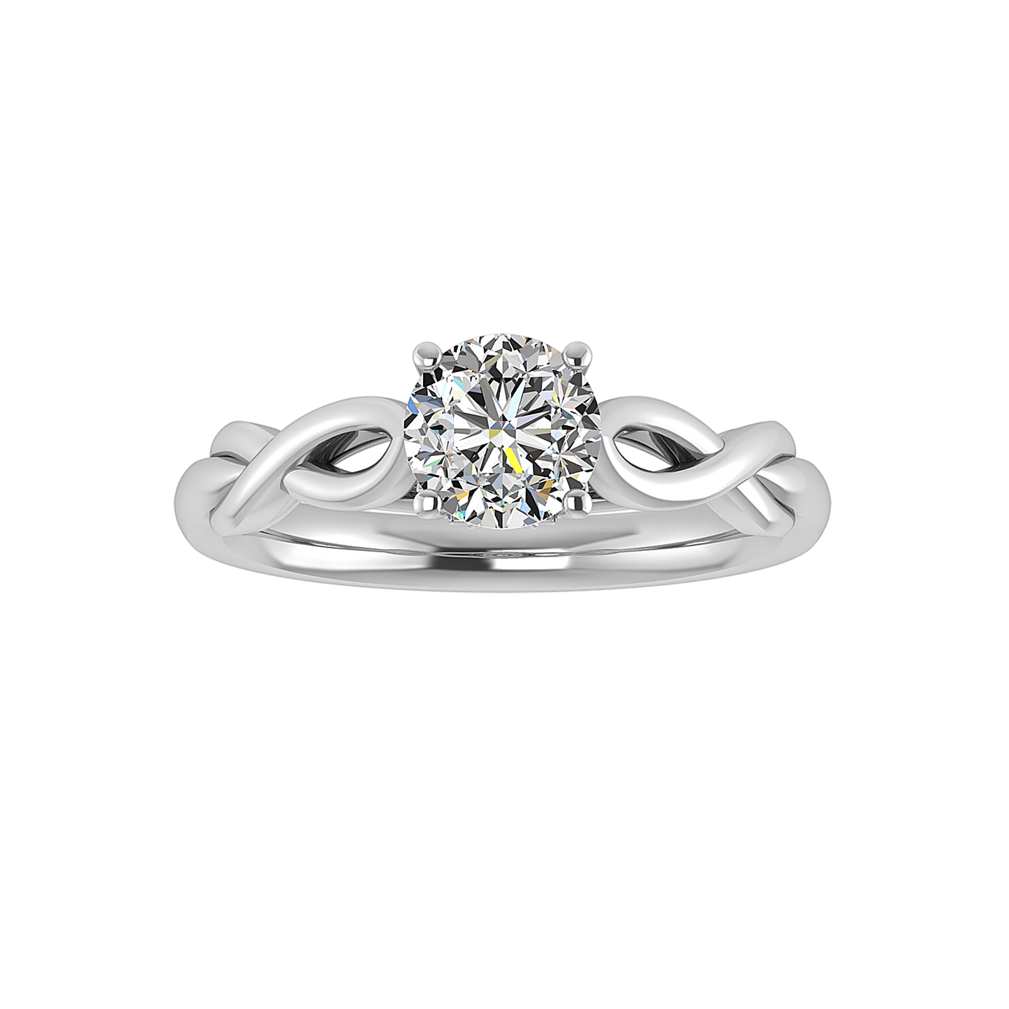 Mia Twisted Plain Band 4 Prong Solitaire