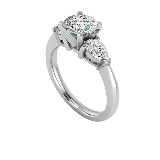 Madison Three Stone Pear Engagement Ring
