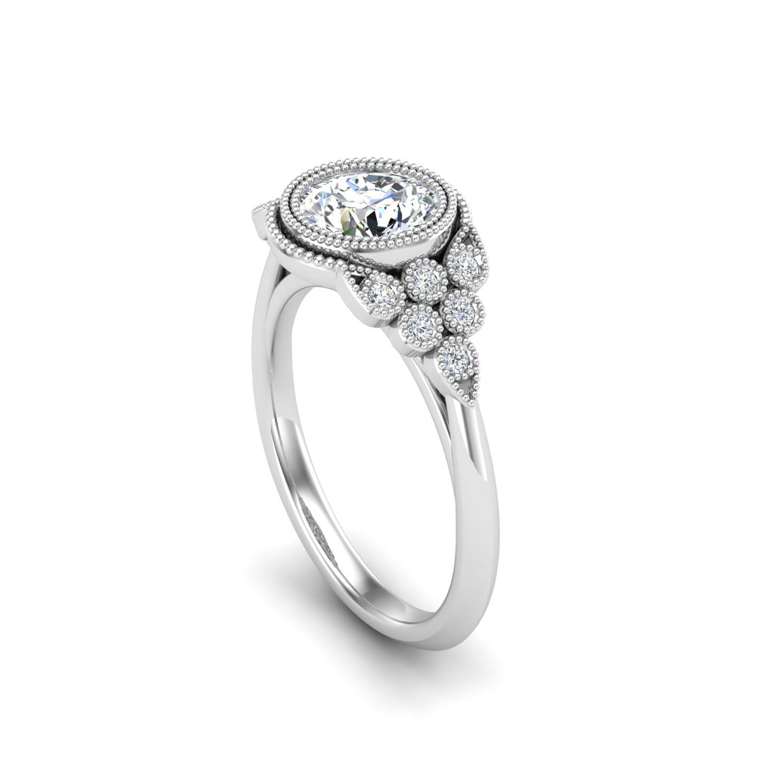 Serenity Accented Milgrain Engagement Ring