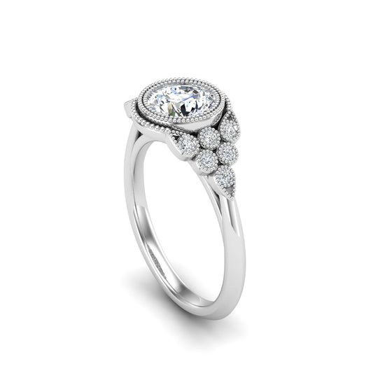 Serenity Accented Milgrain Engagement Ring