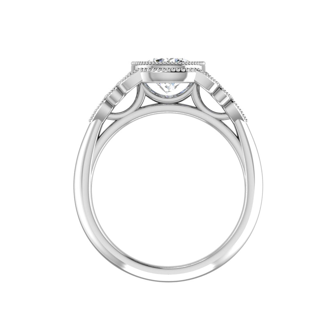 Serenity Accented Milgrain Engagement Ring