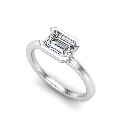 Adeline Half Bezel East West Solitaire Engagement Ring