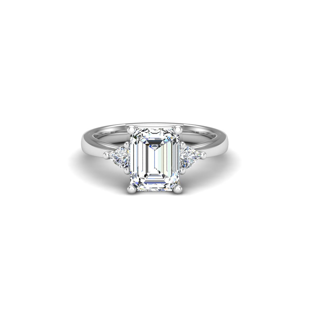 Vanessa Emerald Three-Stone Engagement Ring